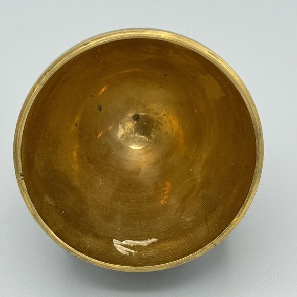 Vtg Handpainted Raised Floral Brass 2 Pc Egg Trinket Box with Brass Stand 5 inch - Picture 11 of 11